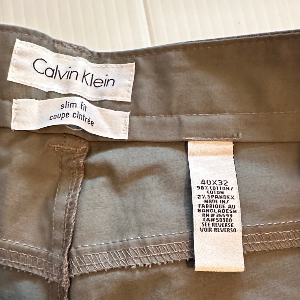Calvin Klein Flex Men’s Straight-Fit Flat-Front Stretch Grey Chino Pants 40x 32 - Picture 8 of 10